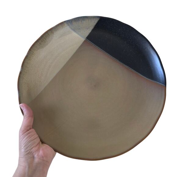 Sango Gold Dust Black Dinner Plate Round Two Tone Stoneware 12.5 in Replacement - Picture 1 of 8